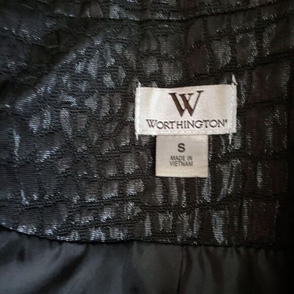 Worthington Black Alligator Print Peplum Moto Jacket Size S - Picture 11 of 15